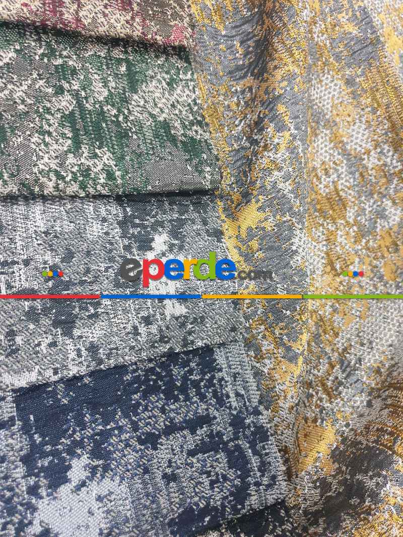 Geniş Enli Jakarlı Dokuma Salon Yatak Odası Lüks Perdeler 9 Renkli -yeşil Gri Hardal