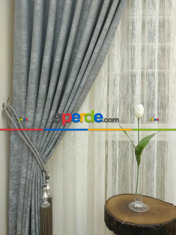 Gri - Düz Jakar Fon Perde (180)- Gri-füme-antrasit