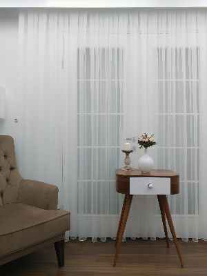 Salon Tül - Düz Tül Pırıltılı Zemin Perde- Ekru