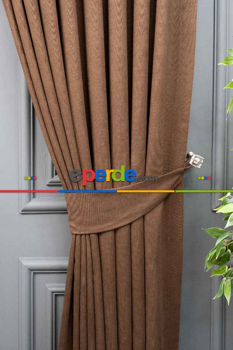 Sütlü Kahve Düz Fon Perde Dökümlü Fon Perde