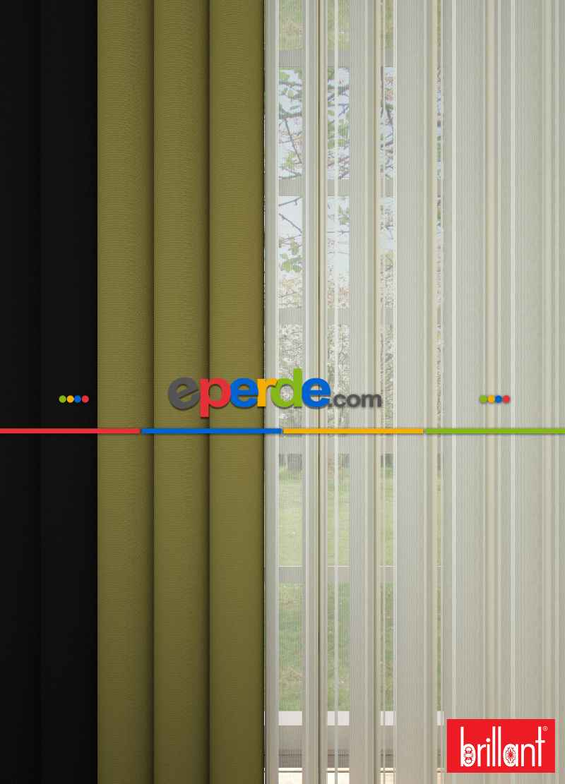 Brillant Akıllı Tül Siyah-fıstık Yeşili Perde Tül Dikey Zebra Perde Düz 1. Kalite