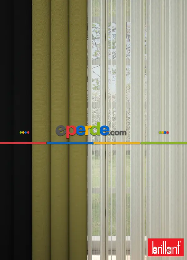 Brillant Akıllı Tül Siyah-fıstık Yeşili Perde Tül Dikey Zebra Perde Düz 1. Kalite