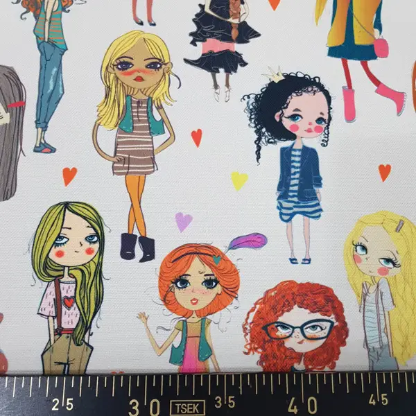 Popart Kız Desenli Fon Perde Evm1061 Kumaşı Kalındır Duck Bezi Değildir- Siyah-Beyaz-Pembe