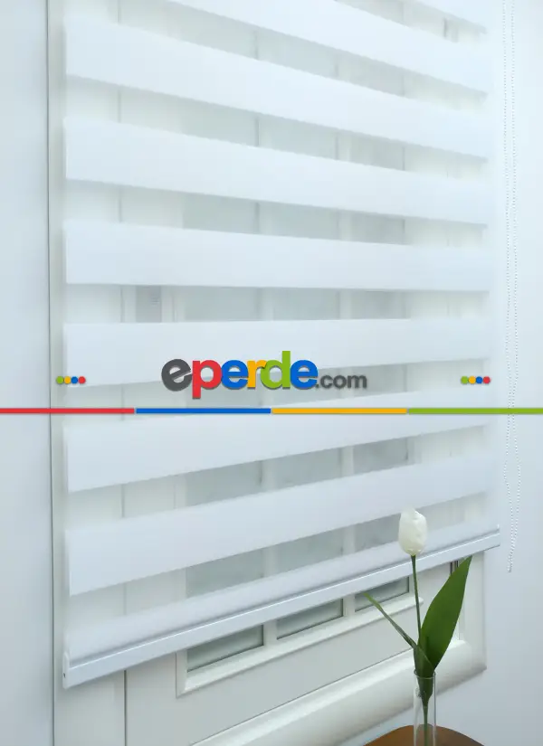 Zebra Perde-tual Beyaz Renk Düz Zebra Perde- Beyaz