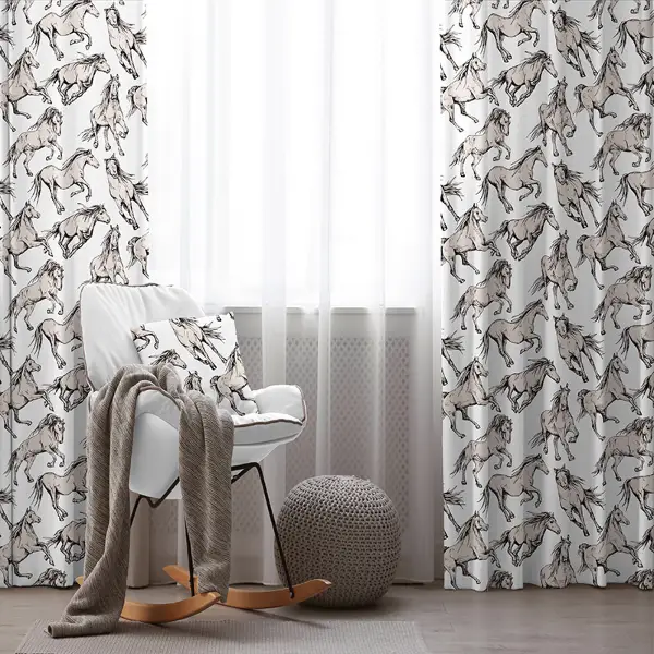 At Desenli Fon Perde Evim2060 Kumaşı Kalındır Duck Bezi Değildir