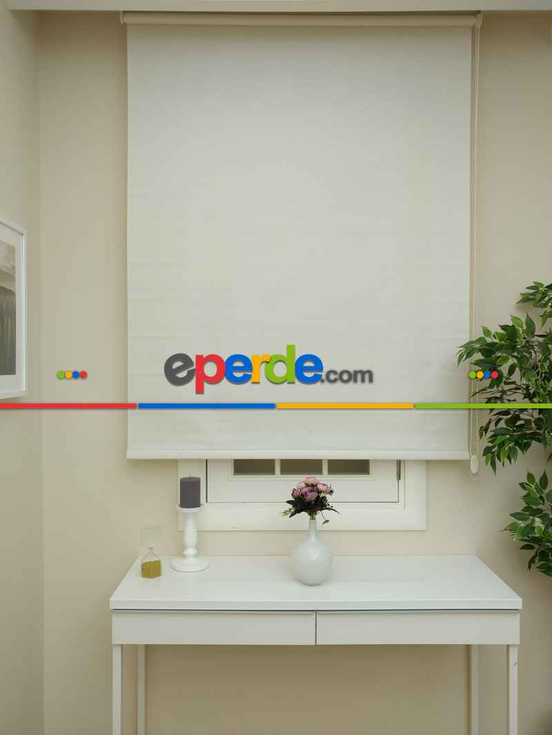 Mutfak Stor - Stor Perde Pastel Simli Serisi (pvc Kaplama) Kalın Dokulu- Krem İnci