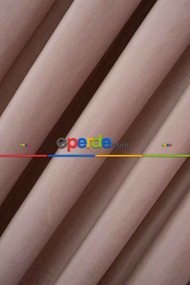 Yatak Odası - İthal Kadife Fon Perdelik Geniş Enli ( Pudra )