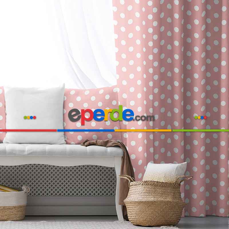 Çocuk Fon Perde Evim1616-12 Kumaşı Kalındır Duck Bezi Değildir- Mavi-beyaz