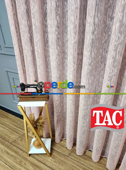 Yağmur Sade Düz Pudra Pembe Renkli Ütü İstemez Tül Perde