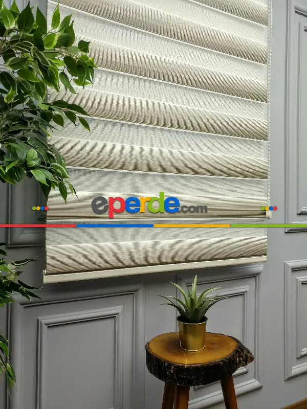 Salon Zebra Perde - 2021 Sezonu - Degrade Renk Geçişli Micro Pileli (plise) Zebra Perde- Kahve