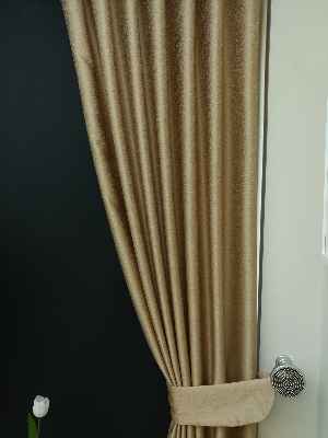 Salon Perdesi - Bej Desenli Jakar Fon Perde (geniş En:280 Kumaş)- Bej