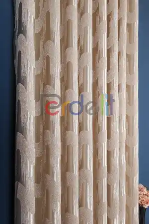 Avantgarde Krem Dalgalar Desenli– Modern Jakar Dokuma Fon Perde