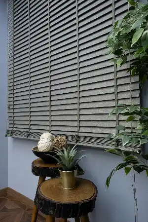 50 Mm Ahşap Jaluzi Perde - Kurdelalı - Redüktörlü- Haki