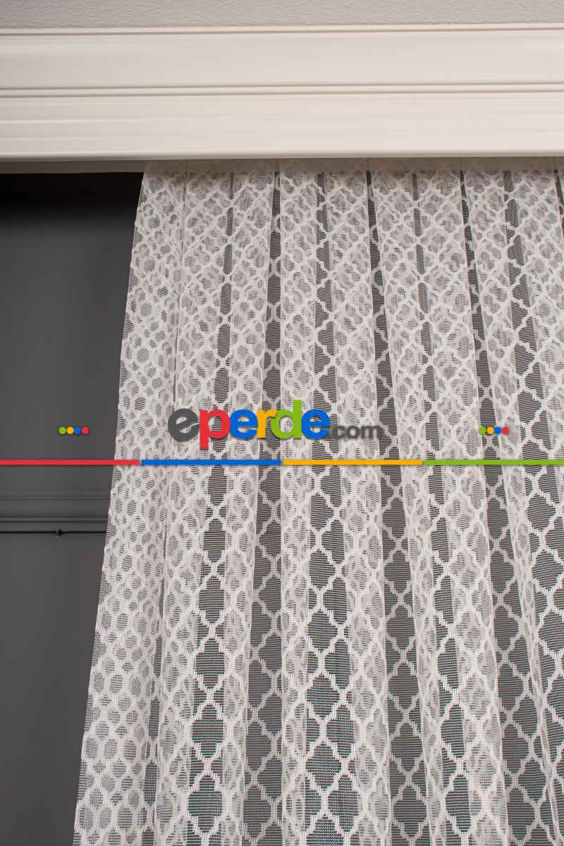 Geometrik Desen Örme Tül Perde 1133
