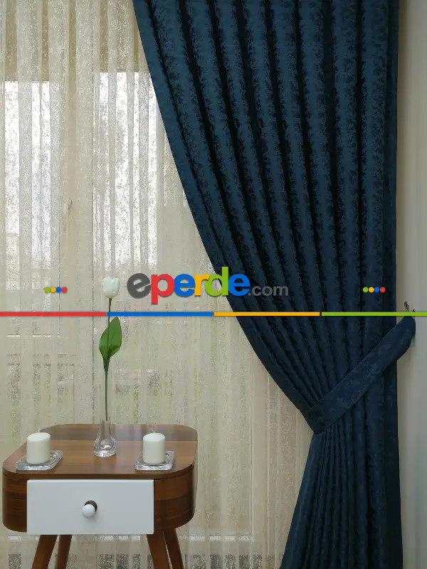 Lacıvertduz Jakar Fon Perde (180)- Lacivert