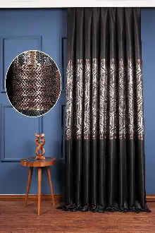 Yatak Odası - Lizbon Siyah-gold Pano Fon Perde