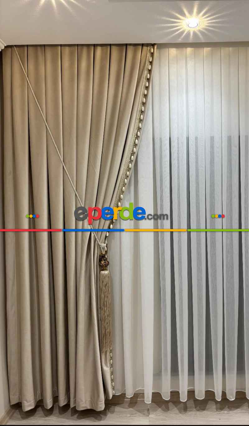 Yatak Odası - Premium Bambu Şantuklu Ağır Gramajlı 1/3 Sık Kat Pileli Ütü İstemeyen Tül Perde