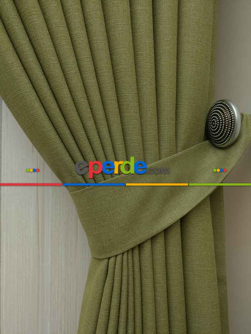 Yeşil Renk Düz Fon Perde- Yeşil