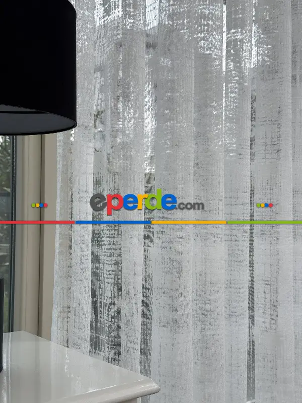 Oturma Odası - Desenli Fransız Dantel Örme Tül Perde, Desenli Ütü İstemeyen Tül