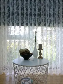 Salon Tül Perde - Damask Desenli Örme Kdk Tül Perde % Ekstra İndirimli- Ekru