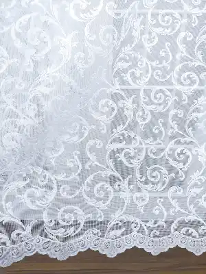 Örme Şal Desenli Tül Perde - Ekru