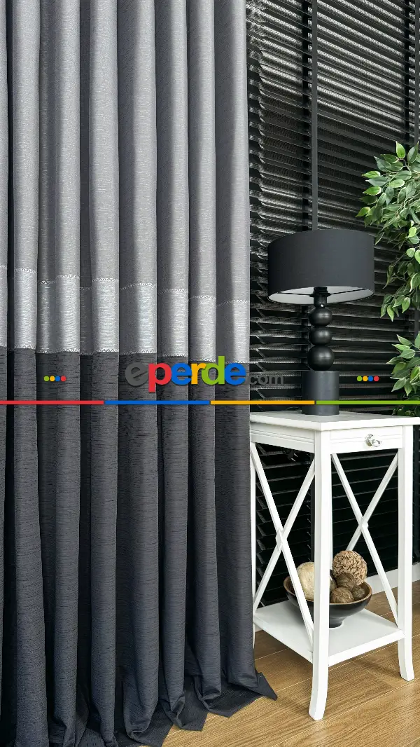 Açık Gri Ve Antrasit Gri Jakar Dokuma Fon Perde, Premium Kalite Serisi
