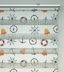 Dümen Baskılı Zebra Perde- Kırmızı-sarı-beyaz-turkuaz-turuncu