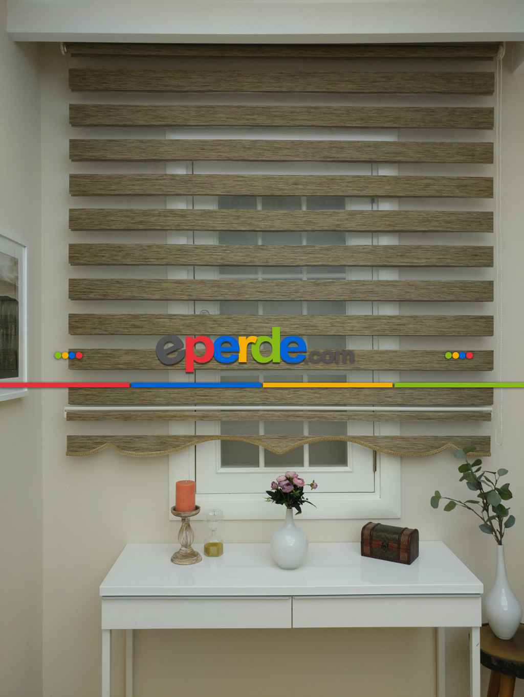 Zebra Perde - Bambu Düz Zebra Perde - Kahve Açık