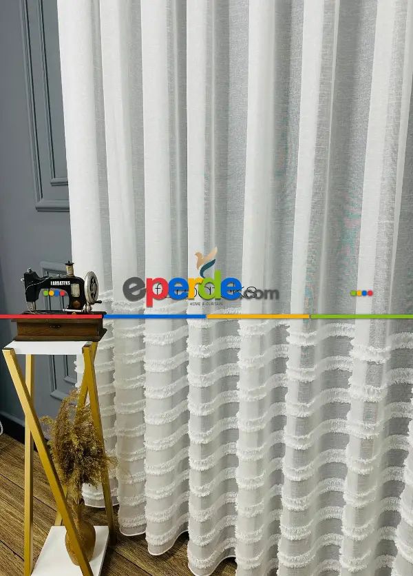Puf Puf Ponponlu Saçaklı Tül Perde