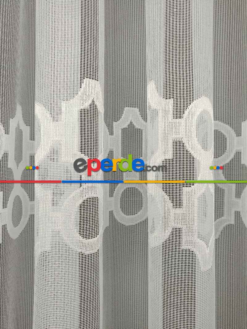 Damask Desen Fransız Dantel Tül Perde 1264- Ekru