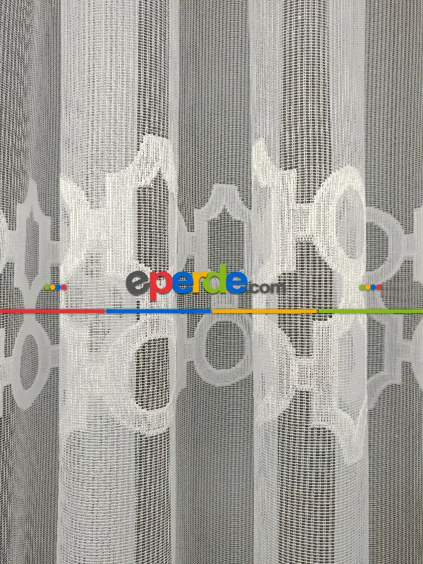 Damask Desen Fransız Dantel Tül Perde 1264- Ekru