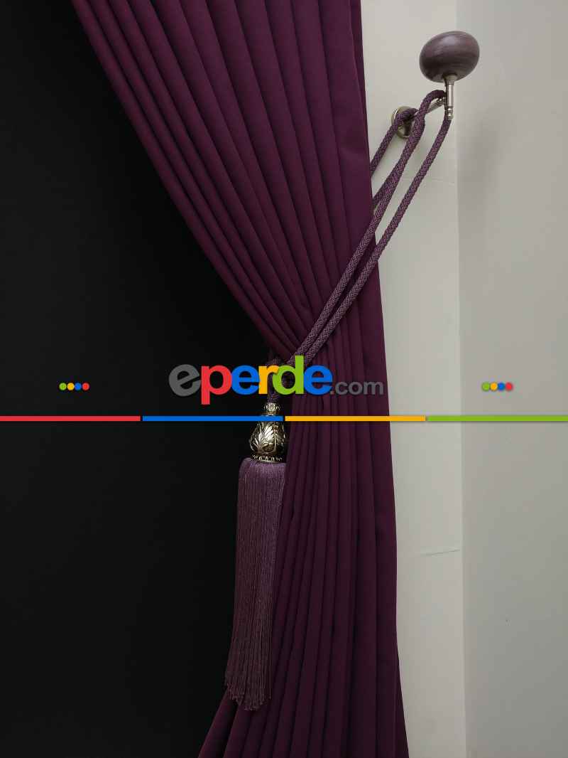 Düz Renk Dökümlü Fon Perde (150)- Mor