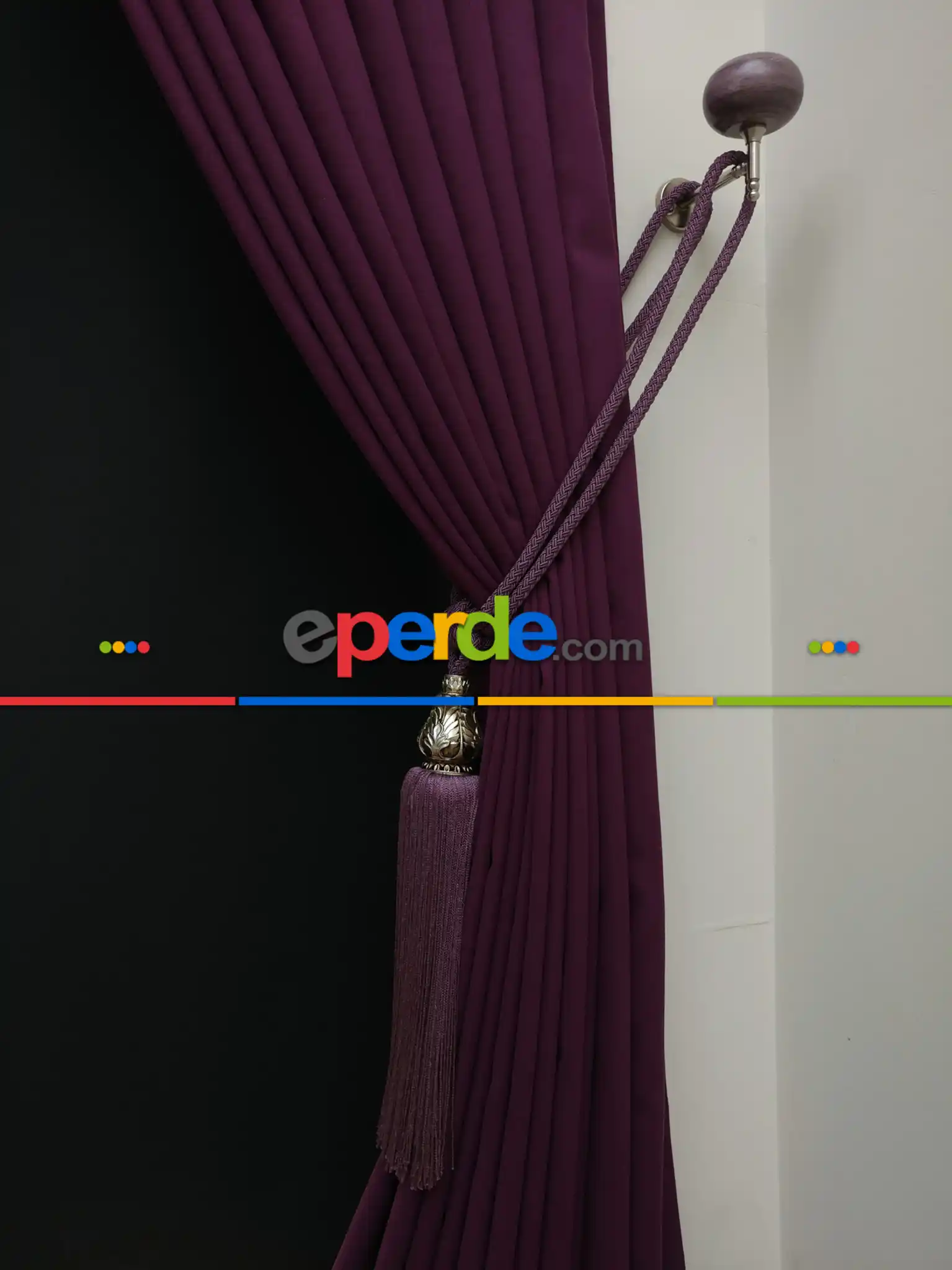 Düz Renk Dökümlü Fon Perde (150)- Mor