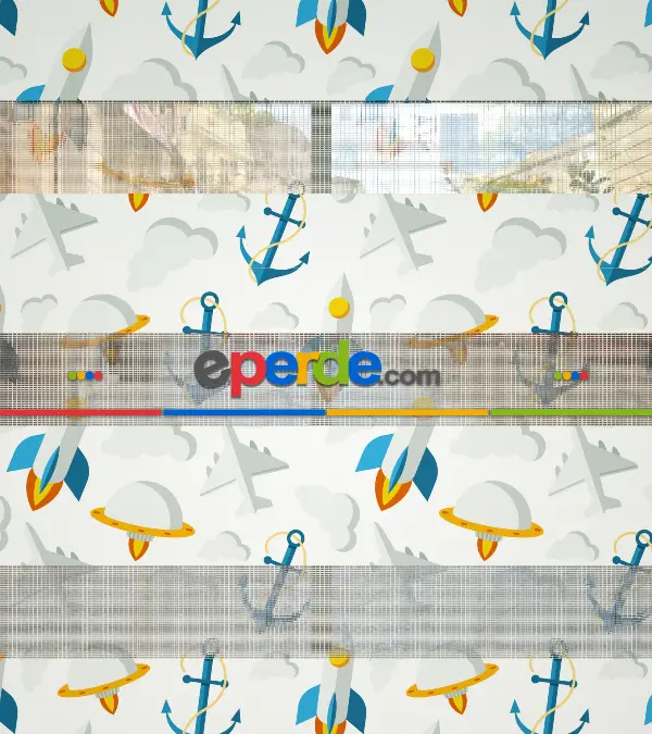 Çocuk Odası Zebra Perde - Çapa Baskılı Zebra Perde- Mavi-Sarı-Beyaz