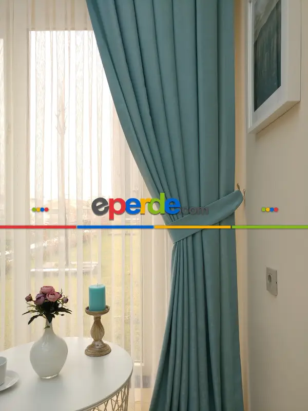 Yatak Odası - Soft Mint Yeşili Fon Perde (180)- Mint
