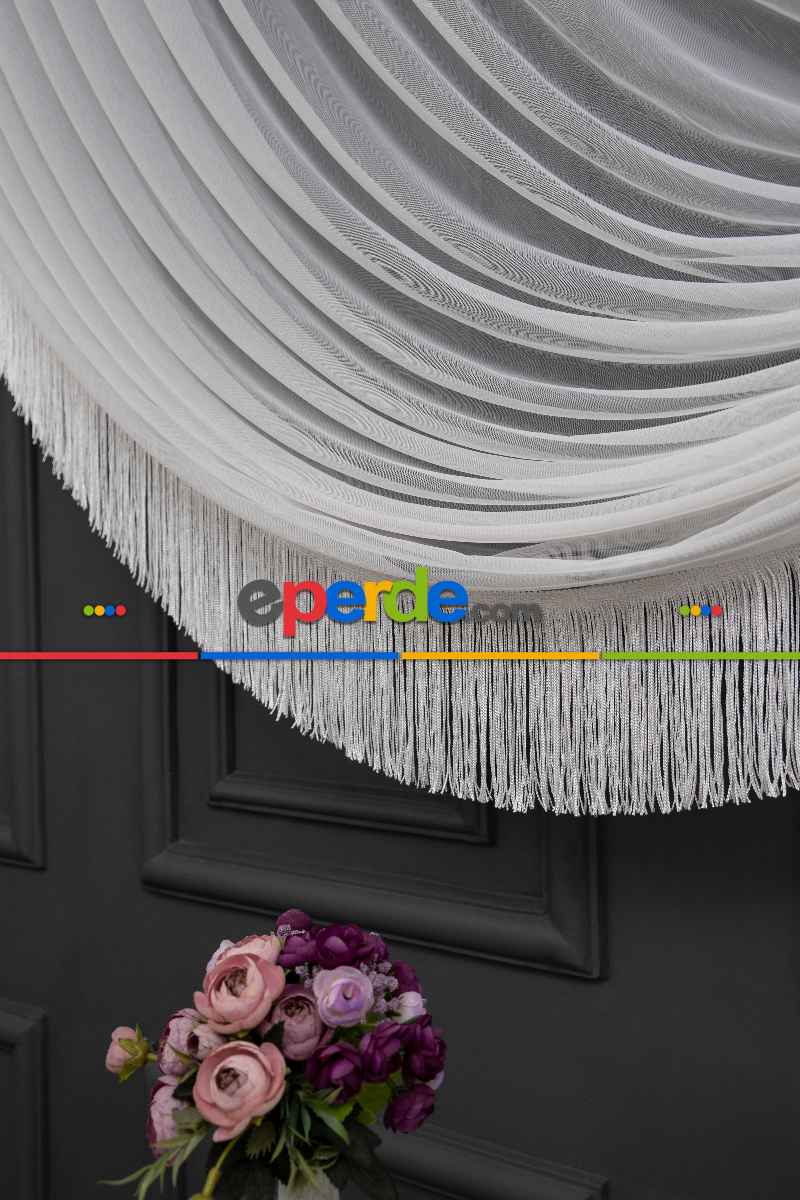 Salon Tül - Hafif Keten Yalancı Kruvaze - Tülden Fon - Halat İle Yana Toplamalı Tül - Kordon Toplama Tül - Çift Veya Tek Kanat - Aksesuar İlave Ücretlidir - Kurşunlu Tül