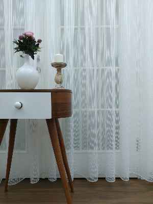 Düz Boyuna Çizgili Tül Perde- Ekru - Kurşunlu Tül