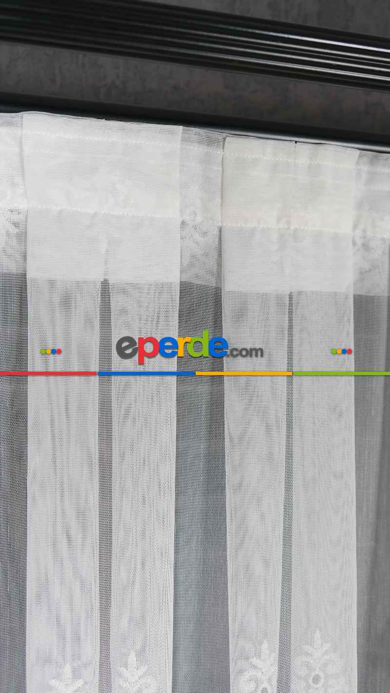 Exculusive Şık İşlemeli Etek Desenli Tül Perde Merit