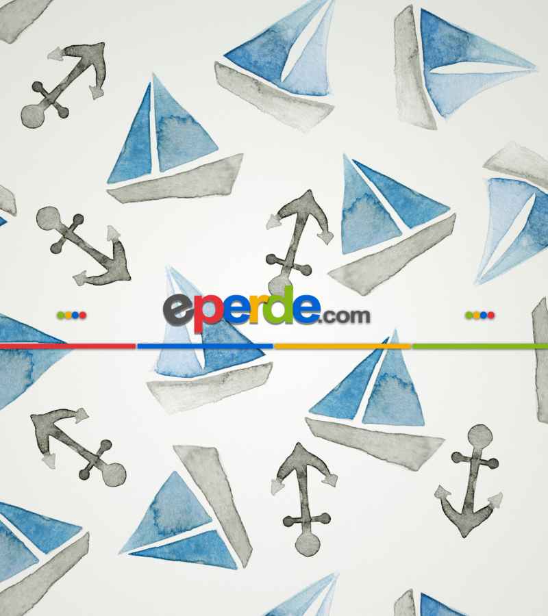 Bebek Odası Stor Perde - Yelkenli Baskılı Stor Perde- Mavi-Gri-Füme-Antrasit-Beyaz