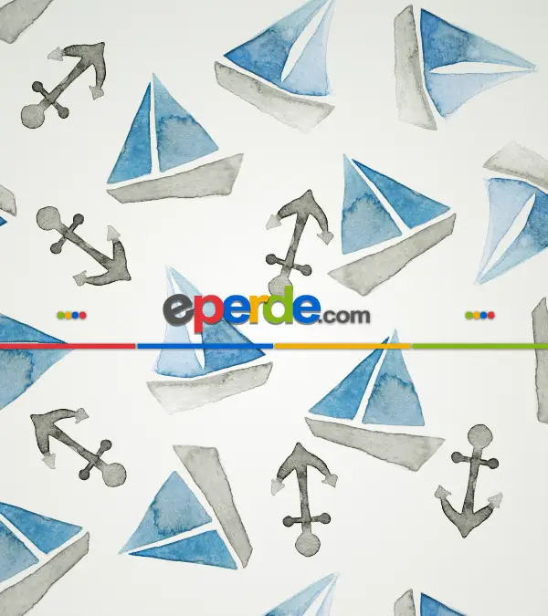 Bebek Odası Stor Perde - Yelkenli Baskılı Stor Perde- Mavi-Gri-Füme-Antrasit-Beyaz