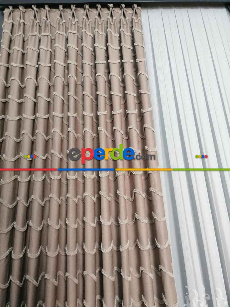 Sultan Desenli Keten Fon Perde - Antrasit