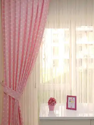 Yıldız Desenli Fon Perde ( Leke Tutmaz )- Pembe Açık