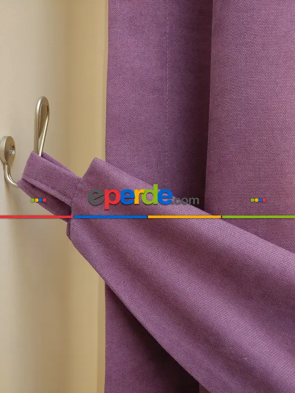 Salon Fon - Koyu Lila Düz Fon Perde (Dökümlü Fon )- Lila Koyu Lila