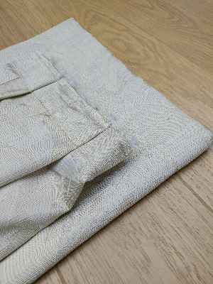 Krem Yaprak Desenli Jakar Fon Perde- Krem