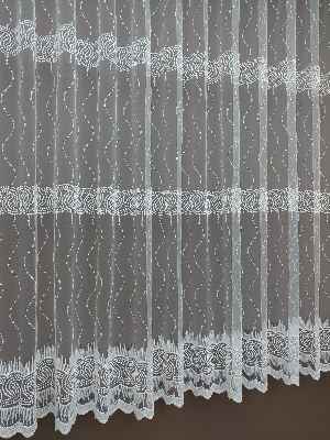 Mutfak Tülü Perdesi İşlemeli Güpürlü- Ekru