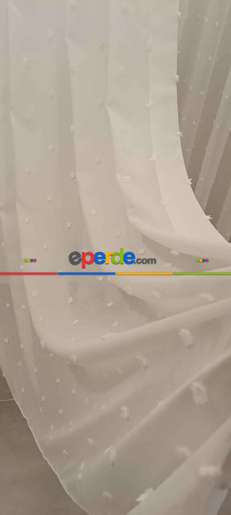 Yeni Nesil Ponpon Saçak Detaylı Tül Perdeler Ekru Renk