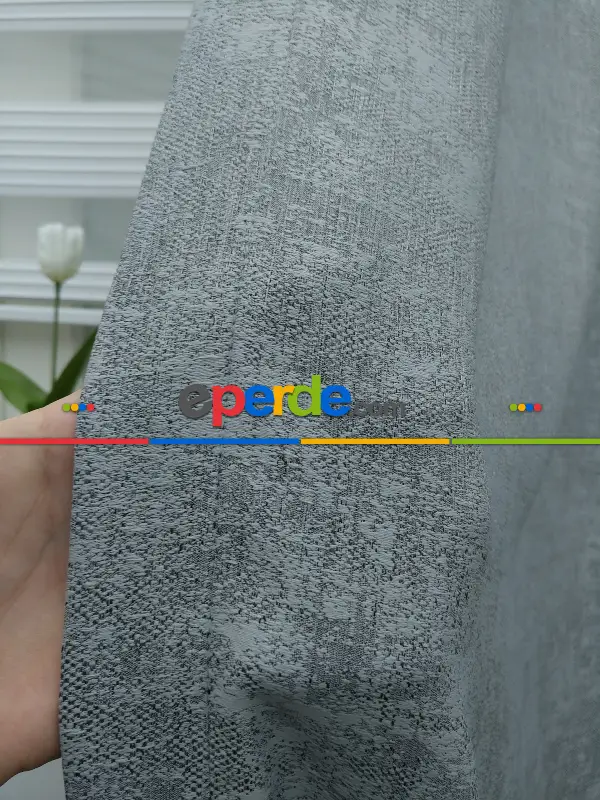 Gri - Düz Jakar Fon Perde- Gri-füme-antrasit-gri Açık
