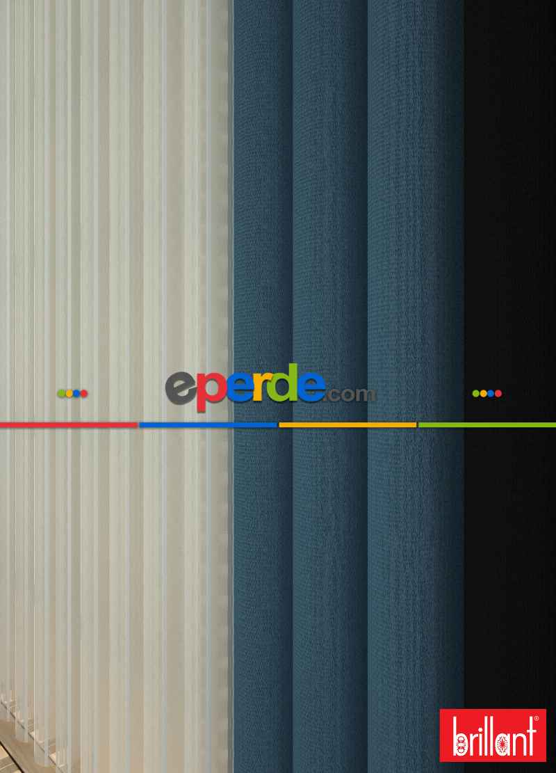 Brillant Akıllı Tül Siyah-açık Mavi Perde Tül Dikey Zebra Perde Düz 1. Kalite