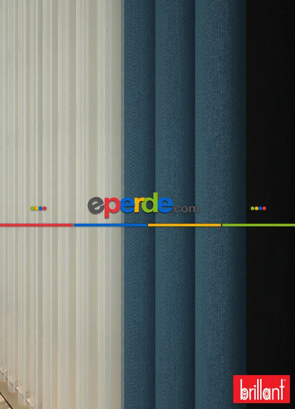 Brillant Akıllı Tül Siyah-açık Mavi Perde Tül Dikey Zebra Perde Düz 1. Kalite