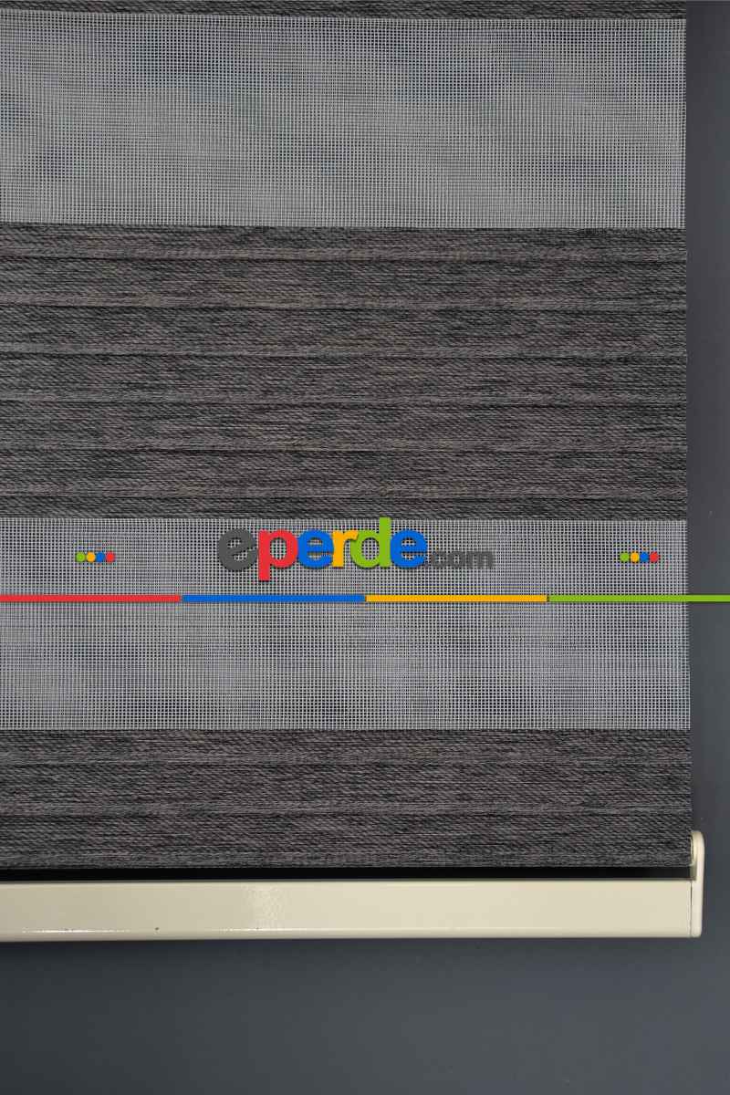 Halim Perdesan Kb-07 Siyah Renk Etekli Veya Eteksiz Karartma Zebra Stor Perde